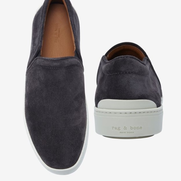 Rag & Bone Kent Italian calf suede slip on sneakers size 10 charcoal gray - Picture 3 of 11